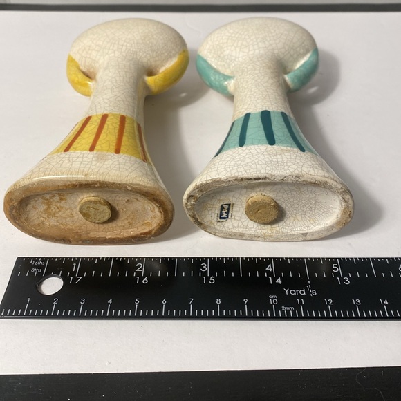 Vtg 6" Grinning Man & Lady Anthropomorphic Porcelain Salt & Pepper Shakers Japan - Picture 6 of 8